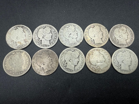 Barber Quarters Assorted Dates Bid x10