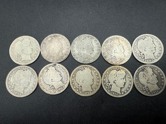 Barber Quarters Assorted Dates Bid x10