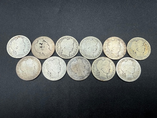 Barber Quarters Assorted Dates Bid x11