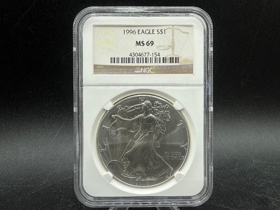 Graded 1996 American Silver Eagle MS69