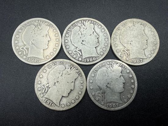Barber 1/2 Dollar Assorted Dates Bid x5