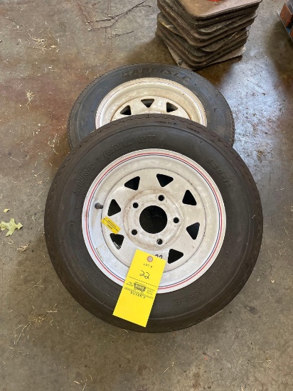 Pair of 5 bolt trailer tires