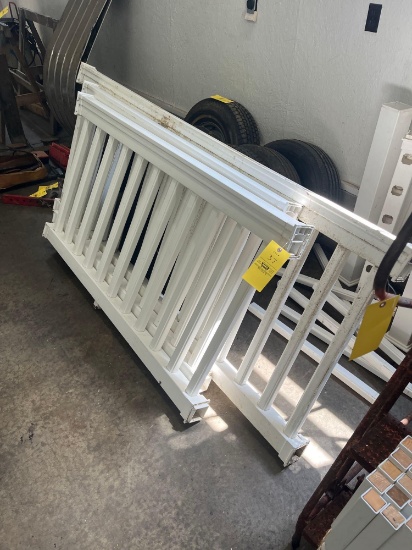Asorted pieces of vinyl hand rail, posts and wood stair posts