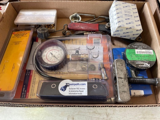 spark plug repair Kit, compression tester, valve, core assortment, and more