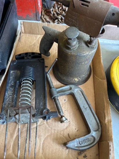 Blow torch, trap, and C-Clamp