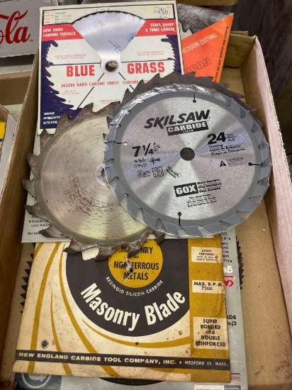assortment of wood and masonry saw blades