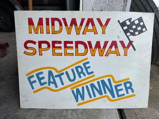 vintage Midway Speedway metal sign