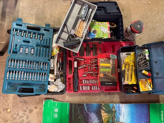 Bit drivers, tool boxes, tire patch kits