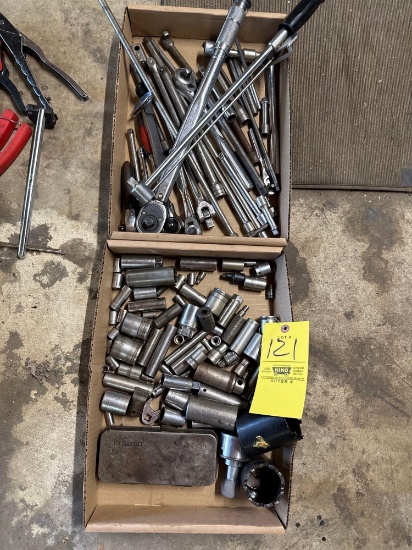 Assortment of sockets and wrenches