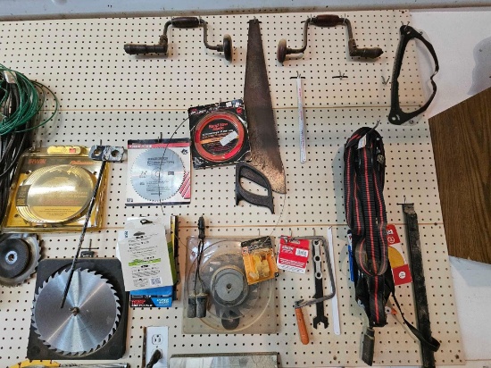 Wall Contents and Workbench Shelf - Hardware, Tools, Blades