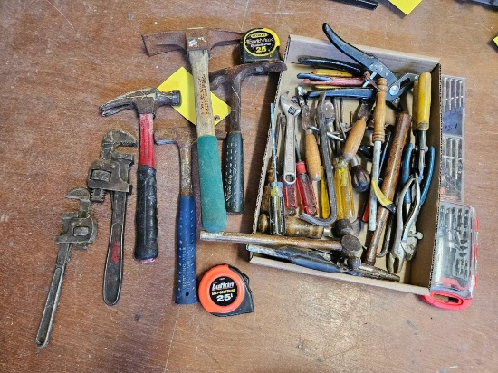Assortment of Tools - Hammers. Pliers, Wrenches, Screw Drivers