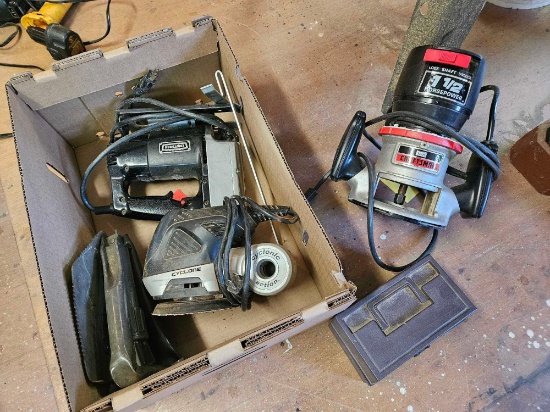 Corded Power Tools - Craftsman Scroller Jig Saw, Cyclone Orbital Sander, Craftsman 1 1/2 HP Router