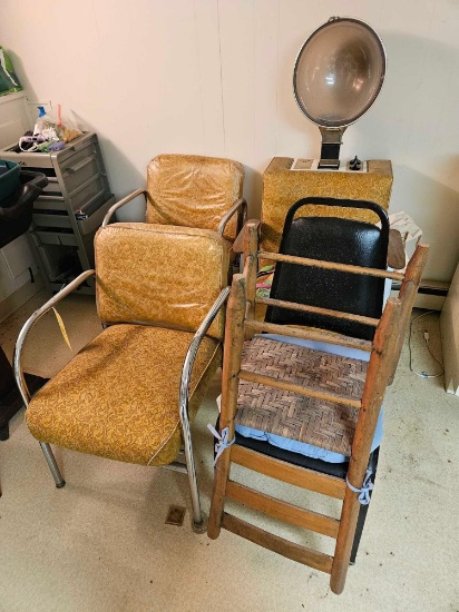 Assortment of Beauty Parlor Chairs & Hair Dryer Chair