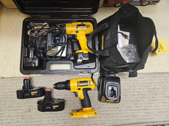 Dewalt DC970 18V & DW953 12V Drill Sets w/ Batteries & Chargers