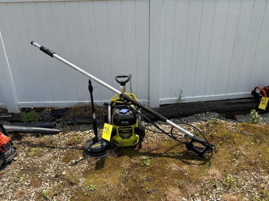 Ryobi electric 2000PSI power washer with driveway scrubber and extendable gutter spraying wand