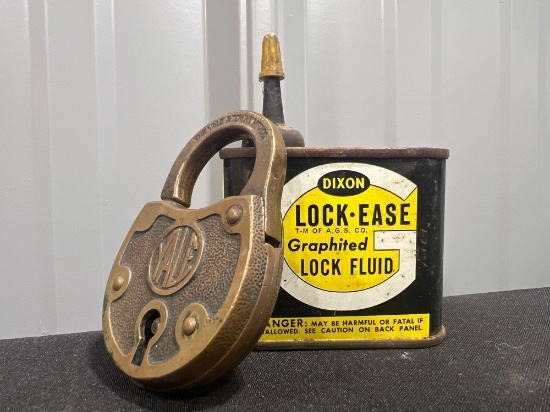 Vintage Yale 14 Lock, Dixon Lock Ease Can