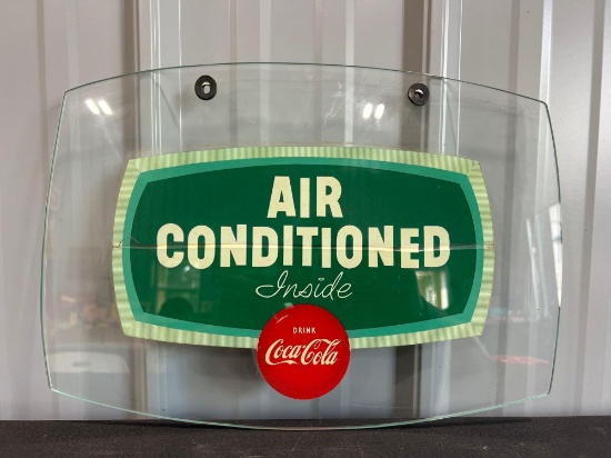 Vintage Coca Cola Air Conditioning Inside Decal on Glass
