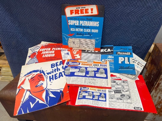 Lot of Vintage Rexall Branded Large Paper Advertising Signs and Displays