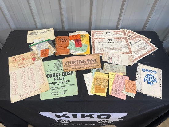 Early Ohio and Americana Ephemera, Tickets, Stocks, Advertising