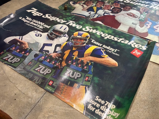 (2) 1970s 7-Up Super Stars Poster, (1) 7-Up Super Two Sweepstakes Poster