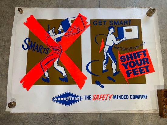 (8) Vintage Goodyear Safety Minded Factory Poster