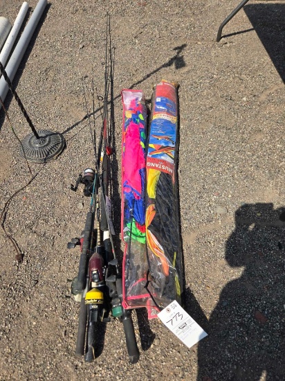 Kites, fishing rods