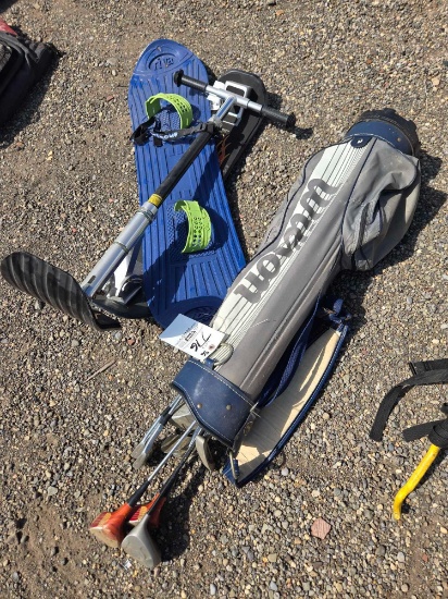 Snow boards, golf clubs