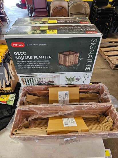 2 square planters plus 2 window planters