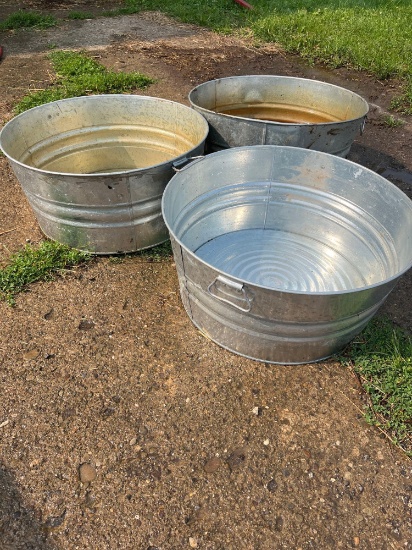 3 metal washed tubs