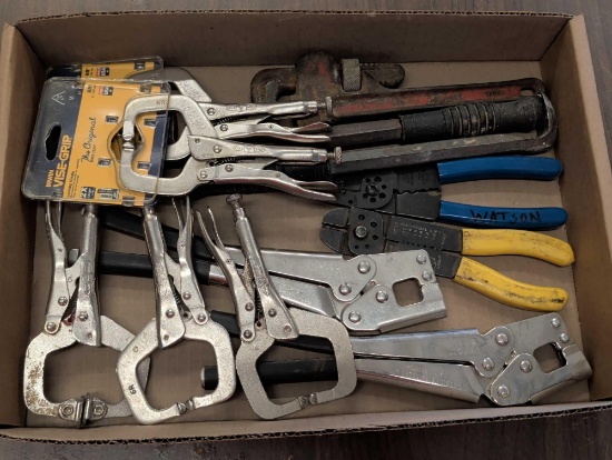 Pipe Wrench, Vise Grips, Crimpers