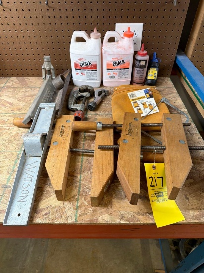 Jorgensen Clamps, Chalk, Pipe Cutters, Nail Bag