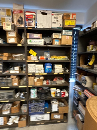Shelving Unit Large Assortment of Hardware and Wire