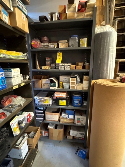 Shelving Unit, Sanding Supplies, and Hardware