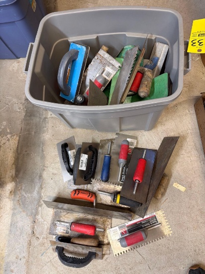 Tote of Drywall Trowels and Joint Knives