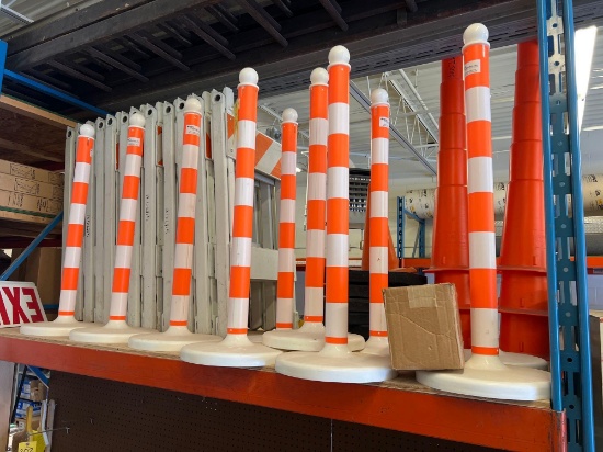 (10) Plastic Traffic Delineators with Plastic Chain
