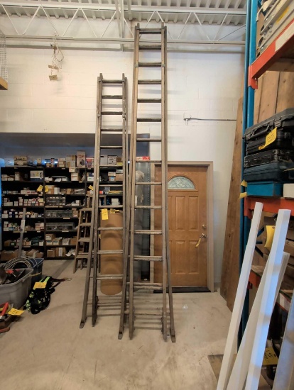 (2) Wood Extension Ladders