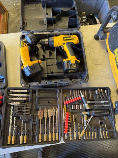 Dewalt drill and light with bit set - No Charger