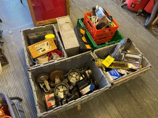 Large casters, automotive parts, hardware, handtools, bungee cords, hardware organizer
