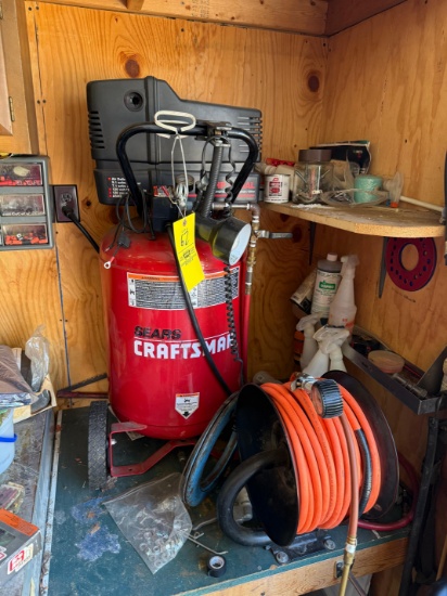 Craftsman 5HP 20Gal Air Compressor and Air hose reel - Bring tools for removal
