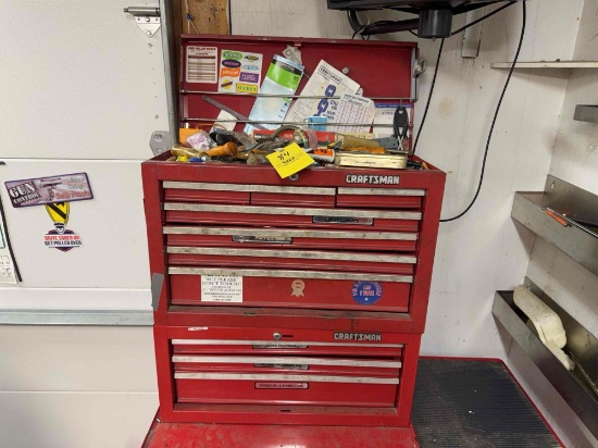 Craftsman tool box with contents - Tools, sockets, breaker bar, hardware