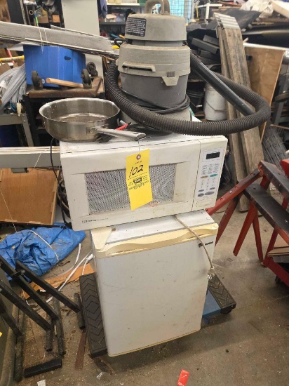 Mini Frige, Microwave, Vac, Cart