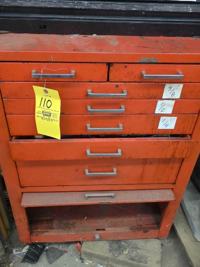 Red Tool Box & Contents Sockets. Ratchets