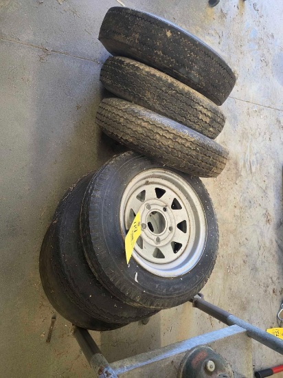 6 Small Trailer Tires on Wheels