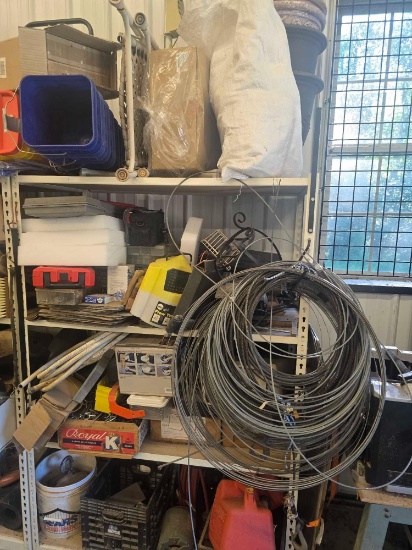 Contents on Shelf, Air Hose Reel, Planters, Cables, Fuel Cans, Not Including The Shelf