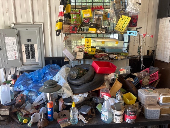 Contents of bench and shelf