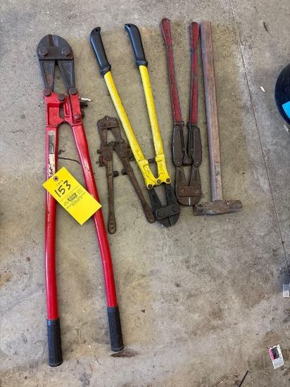Bolt cutters and sledgehammer