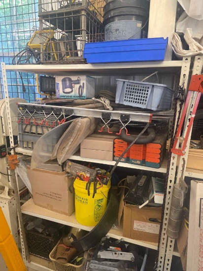 Contents on Shelf, Milk Crates, Copper, Lights, Hooks, Not Including The Shelf