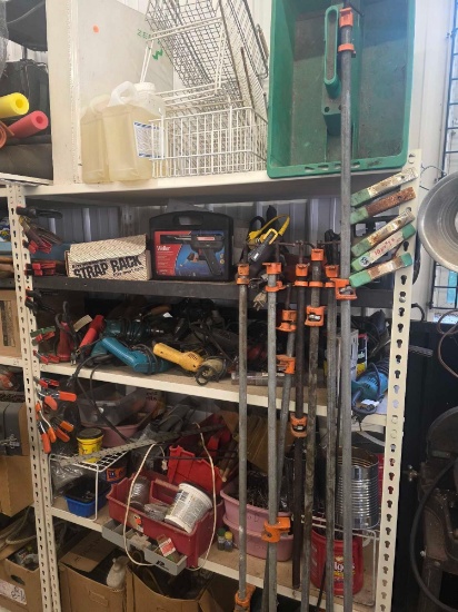 Contents on Shelf, Corded Tools, Hardware, Pipe Clamps, Not Including The Shelf