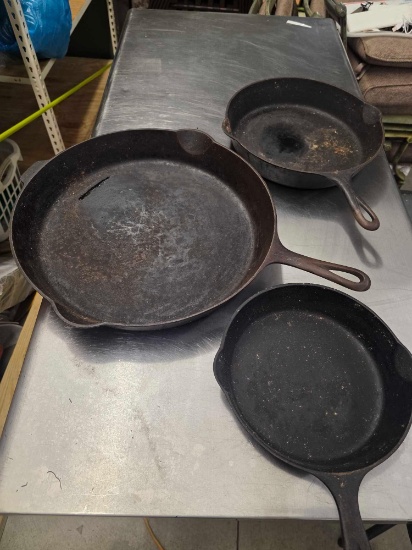 Griswold Skillet 14" #716, 10", 8"