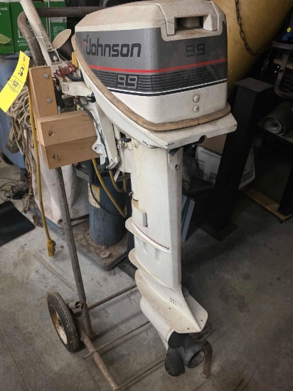 Johnson 9.9 hp Outboard Motor on Stand